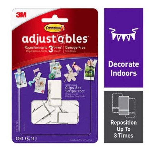 3M Command Adjustables Small Picture Hanging Strips 1 oz , 20PK 17889Q-8ES